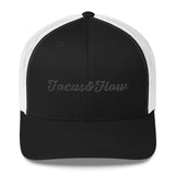 Focus & Flow Signature Black Graphic Retro Trucker Cap