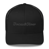 Focus & Flow Signature Black Graphic Retro Trucker Cap