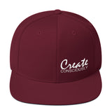 Create Consciously Small White Graphic Snapback Hat