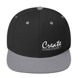 Create Consciously Small White Graphic Snapback Hat