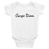 Carpe Diem Infant Bodysuit, Black Graphic