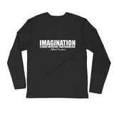 Imagination is More Important than Knowledge White Graphic Long Sleeve Fitted Crew